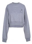 NATASHA ZINKO Hoodies/Sweatshirts | Embroidered Bat-wing Cropped Sweatshirt Grey - Womens
