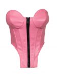 NATASHA ZINKO Tops | Faux Leather Corset Top Pink - Womens